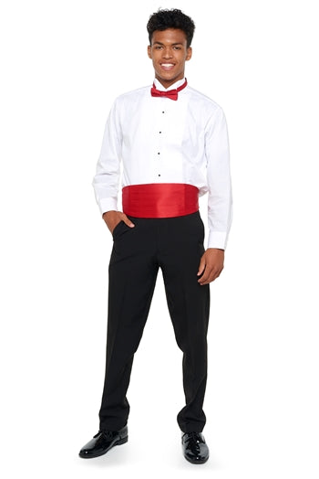 red bow tie white shirt black pants