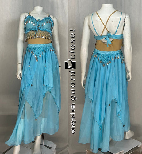 10 aqua chiffon skirts + 5 bra tops with bangle embellishments - guardcloset