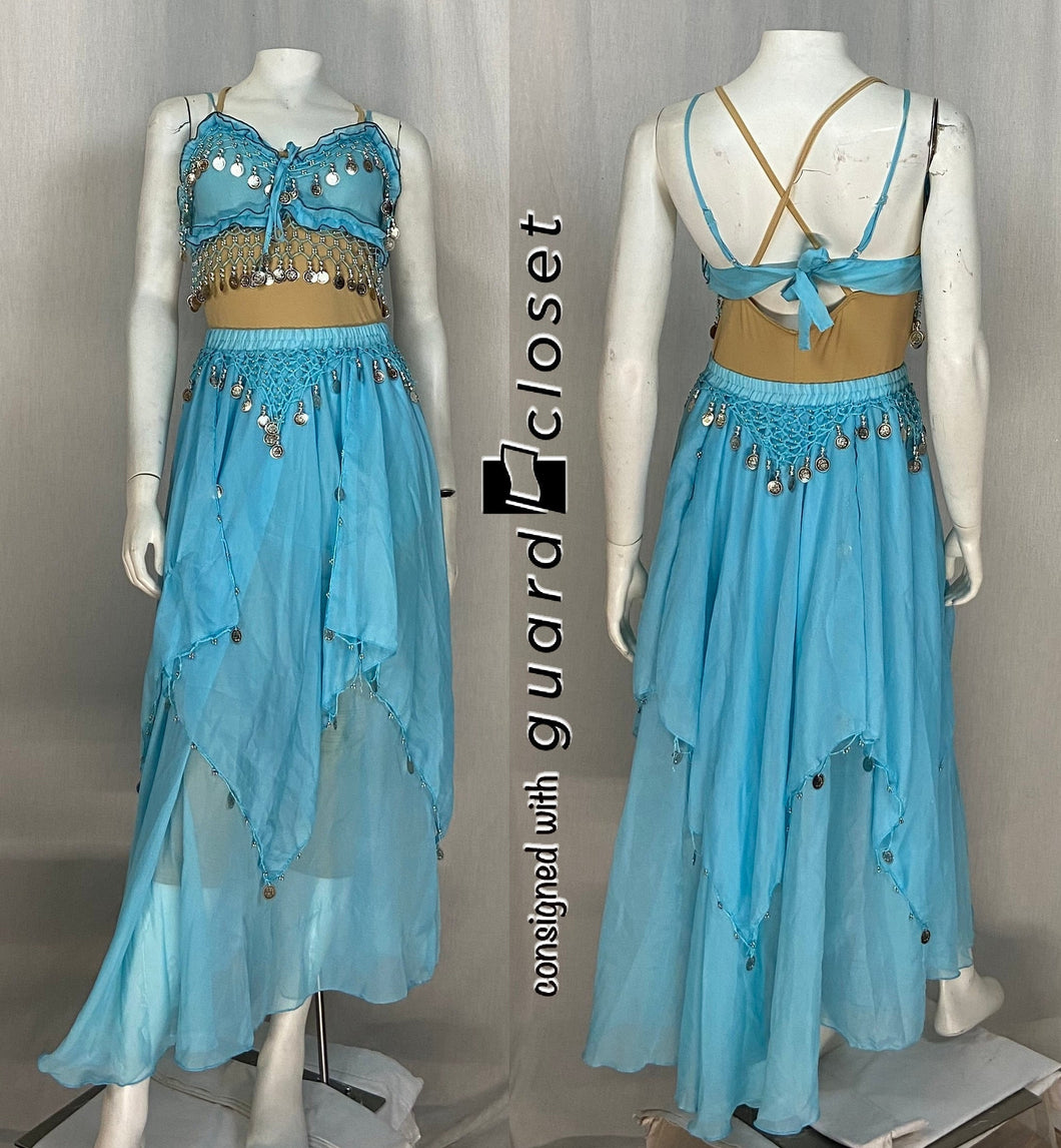 10 aqua chiffon skirts + 5 bra tops with bangle embellishments - guardcloset