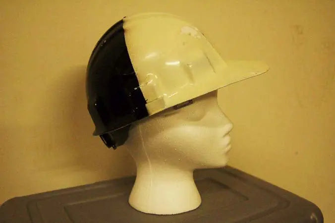 15 black white construction hard hats