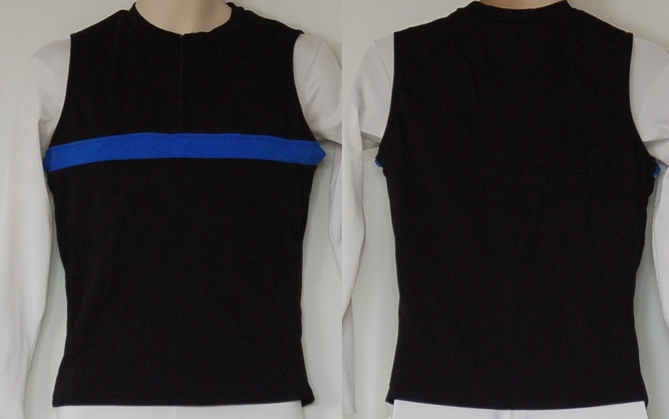 9 Sleeveless Black Tops With Blue Stripe