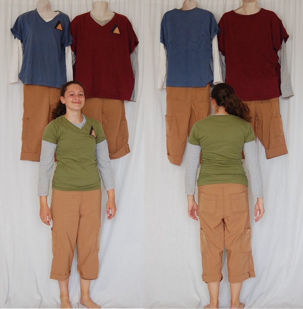 5 complete Earth tone uniforms (tops & pants)