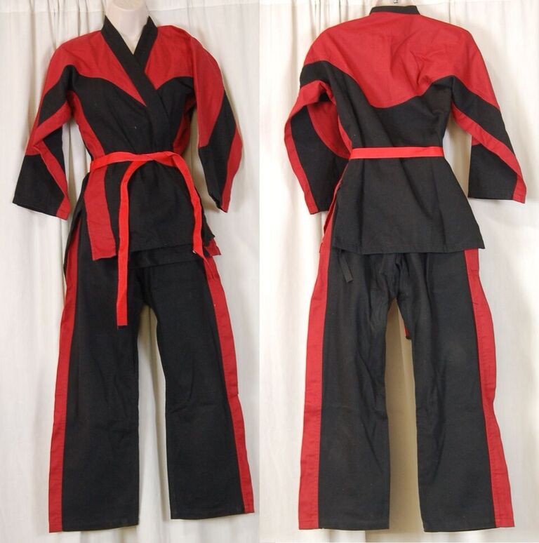 6 red black Martial Arts Karate jackets and pants by Pro Force Martial Arts