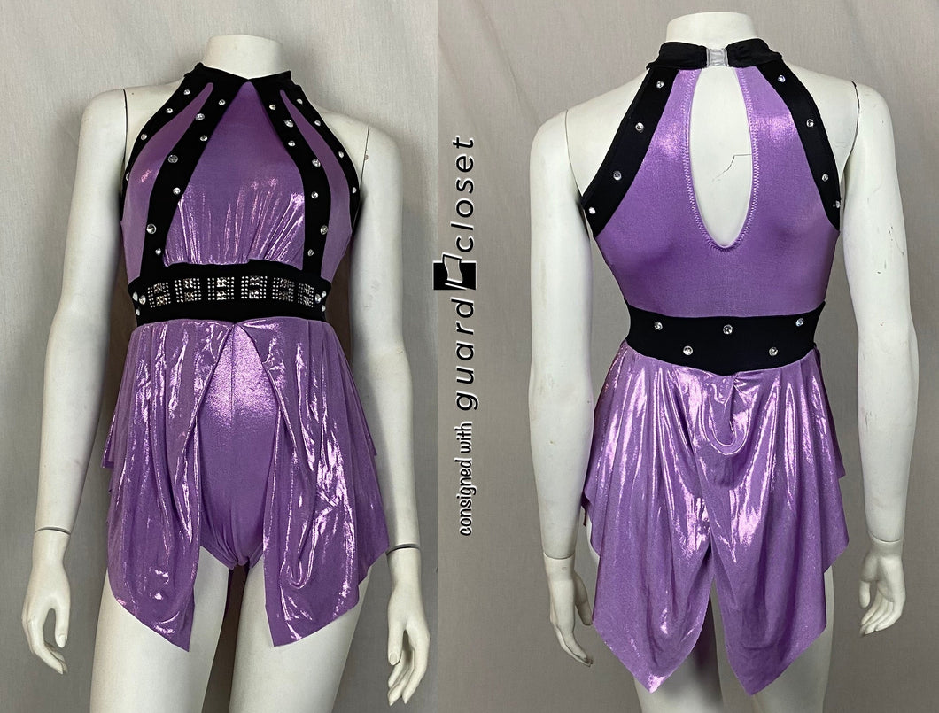 14 Total Purple/black Sleeveless Skirted Leotards