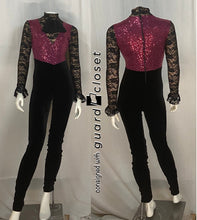 Load image into Gallery viewer, 13 fuschia black long sleeve unitards by Dance Sophisticates
