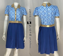 Load image into Gallery viewer, 6 blue gold patterned bodice Dance Sophisticates dresses
