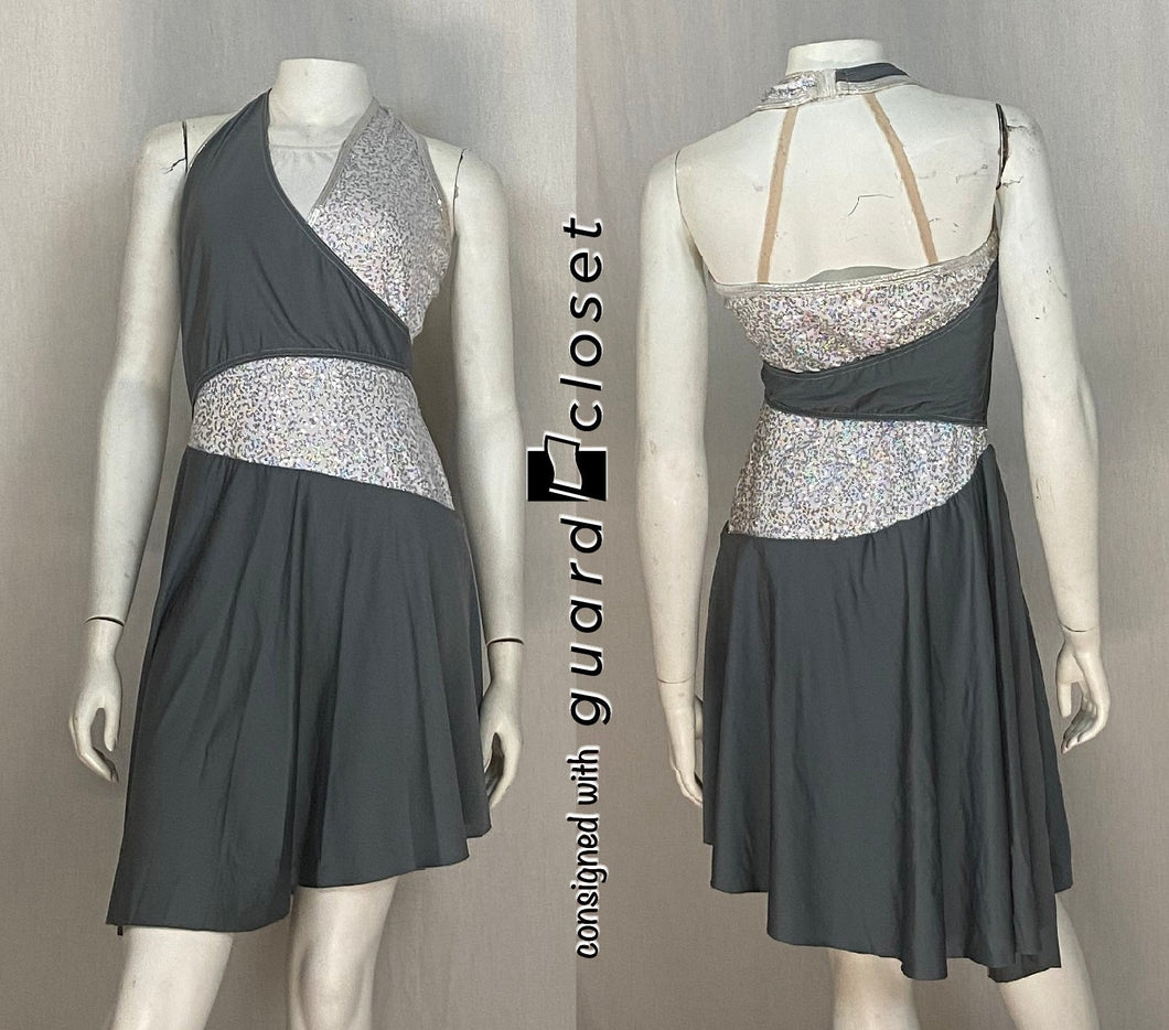 5 gray/silver sleeveless A Wish Come True dresses with built in leotard