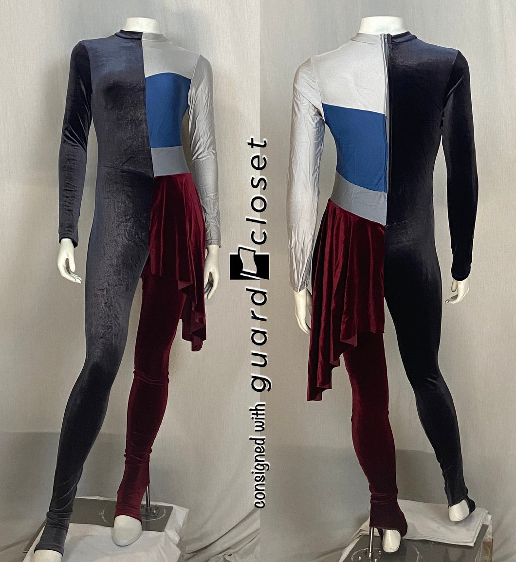 10 female + 1 male gray/blue/maroon Band Shoppe uniforms