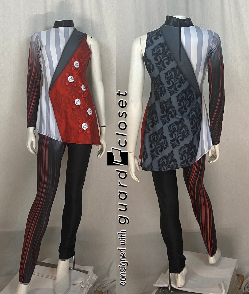 8 complete red black gray Victorian spooky circus uniforms Style Plus