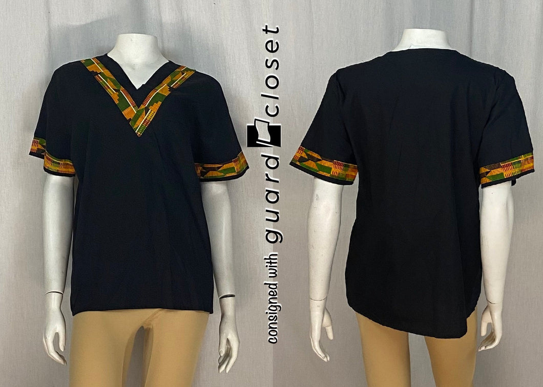 14 black Kente cloth short sleeve tops guardcloset