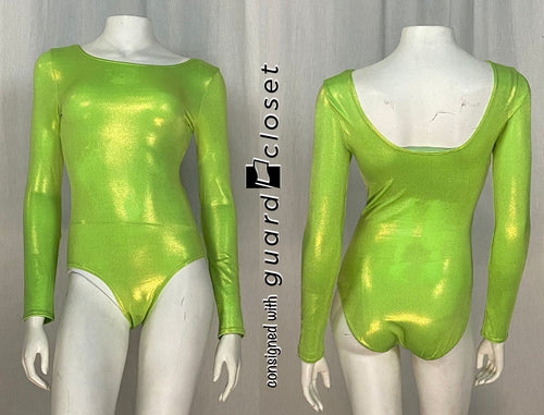 15 green metallic long sleeve leotards Balera