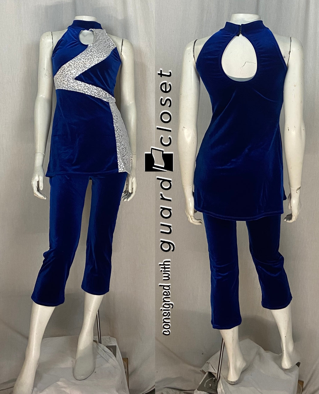 10 royal blue white sleeveless tops + 14 royal blue capri pants