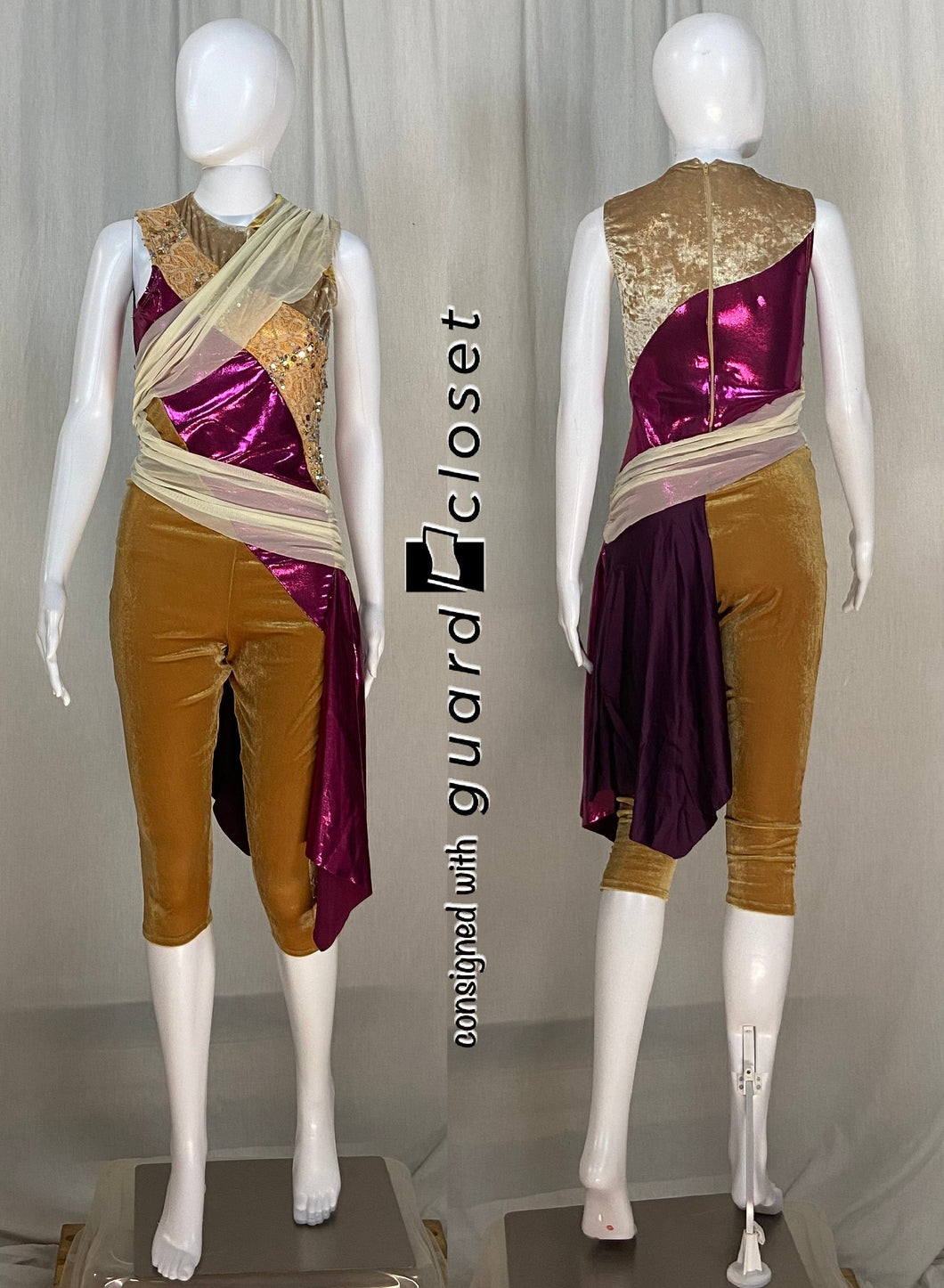 19 total maroon tan beige sleeveless Creative Costuming & Designs unitards