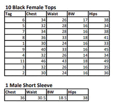 Load image into Gallery viewer, 10 Female + 1 Male Black Silver Dance Sophisticates Sleeveless Tops
