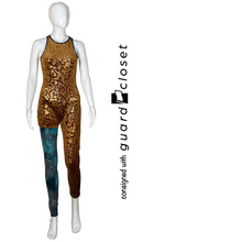 Load image into Gallery viewer, 21 Bronze Patterned Sleeveless Single Leg Unitards with 16 Capes &amp; 22 leg sleeves by Dance Sophisticates
