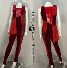 Load image into Gallery viewer, 19 sleeveless colorblock red unitards by Dance Sophisticates
