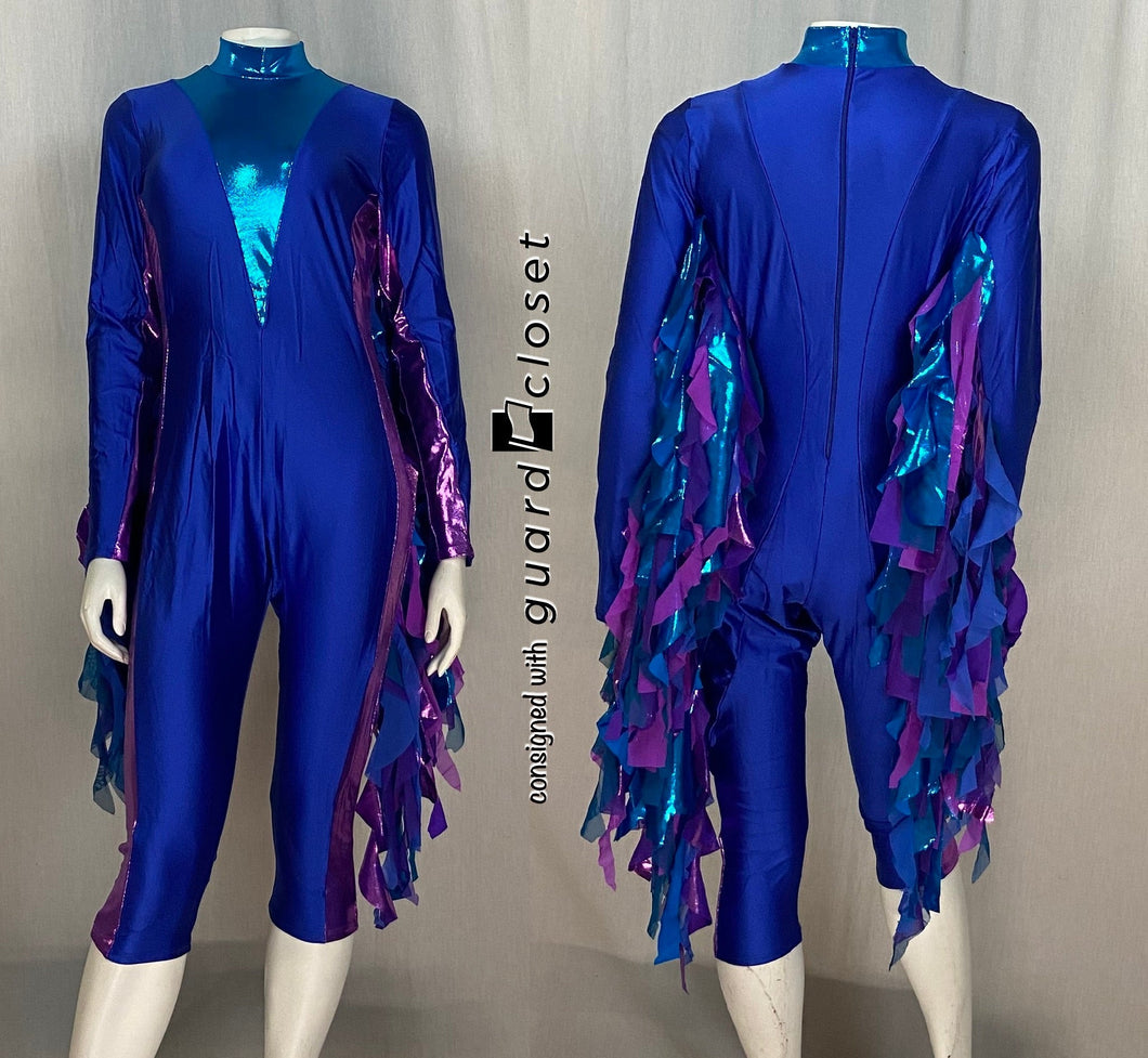 16 purple teal fringe Creative Costuming & Designs capri unitards