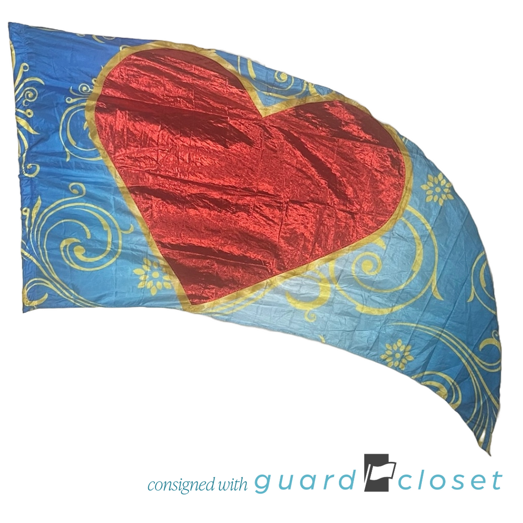 26 red blue yellow heart swing flags by R&S Marching Arts