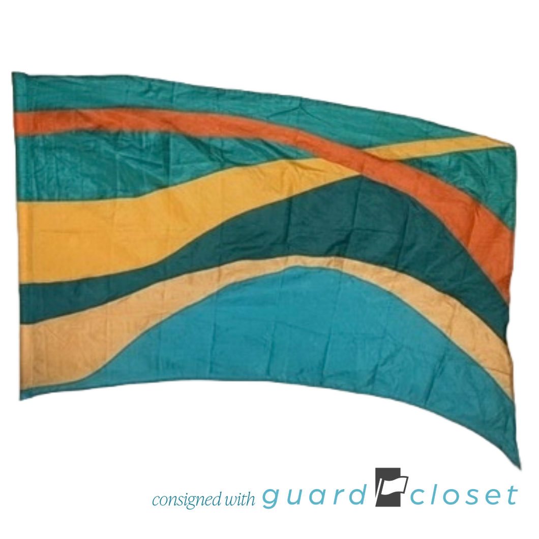 14 green orange wave flags