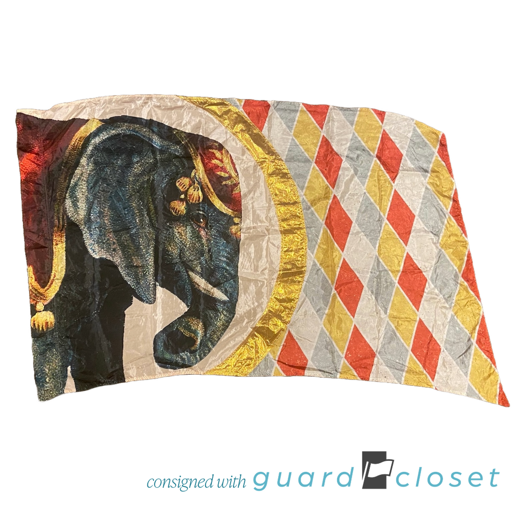 5 circus elephant flags by R&S Marching Arts