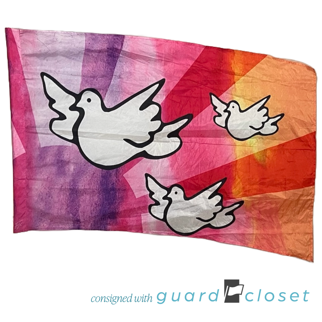 12 Red Orange Three Birds Doves Flags by Field & Floor FX