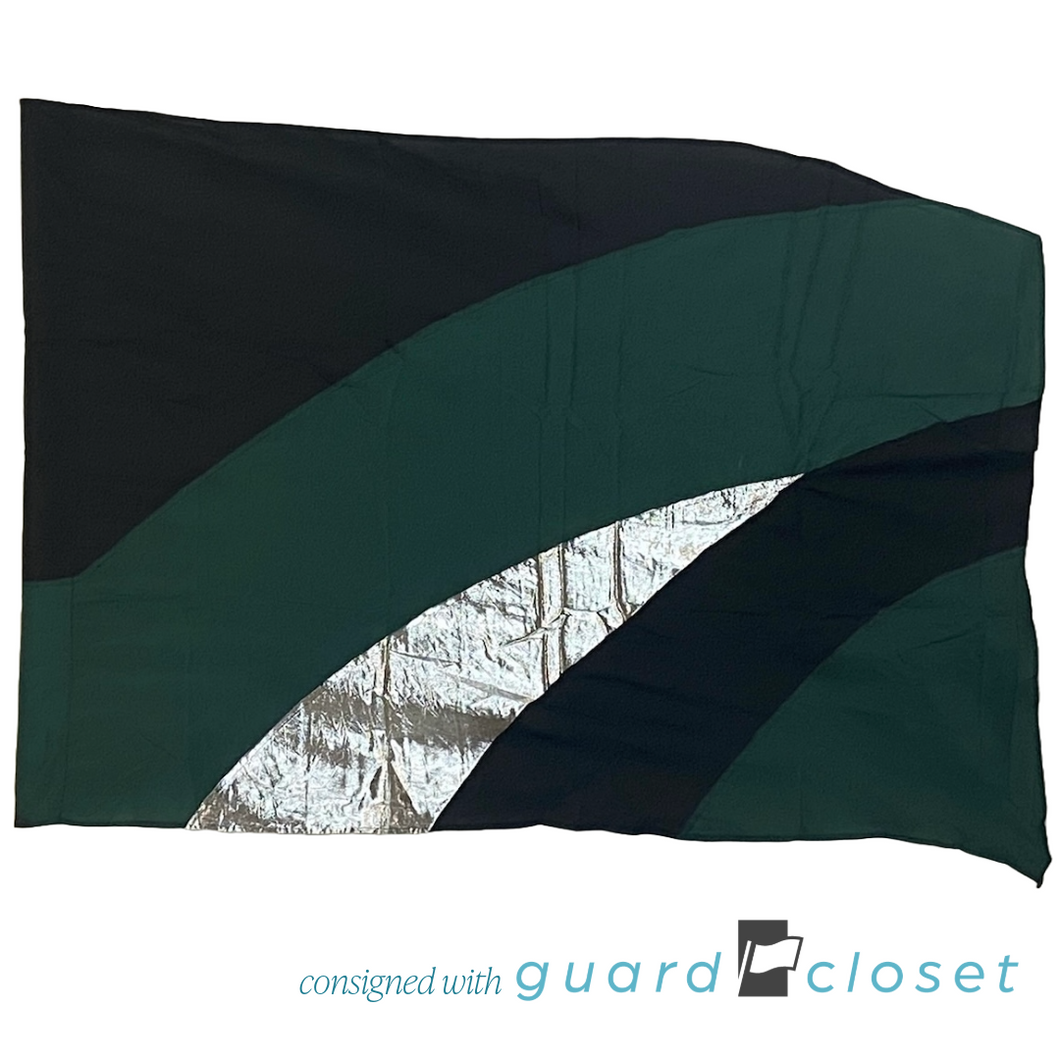 9 Dark Green Black Silver Flags