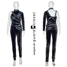 Load image into Gallery viewer, 18 Black Silver One Sleeve Unitard by Algy
