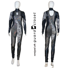 Load image into Gallery viewer, 10 Black Gray Silver Spider Web Unitards by Dance Sophisticates
