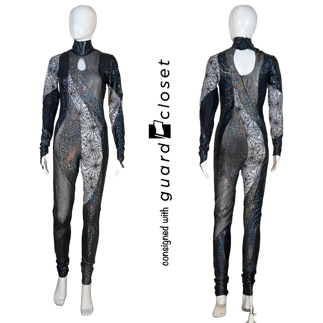 10 Black Gray Silver Spider Web Unitards by Dance Sophisticates