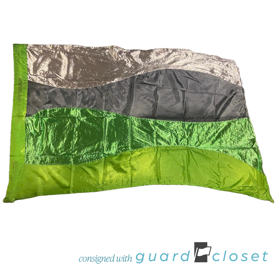 9 Green Gray Silver Wave Flags