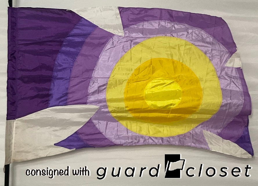 19 purple/yellow/white flags