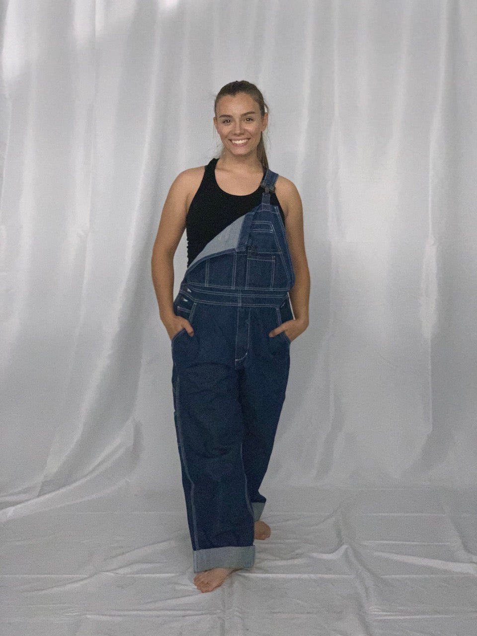 21 blue denim overalls