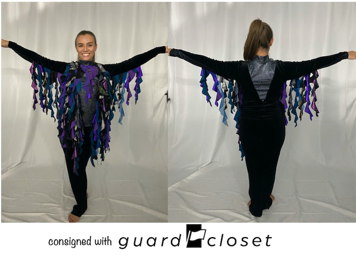 25 black blue purple fringe uniforms with neck pieces Creative Costuming & Designs