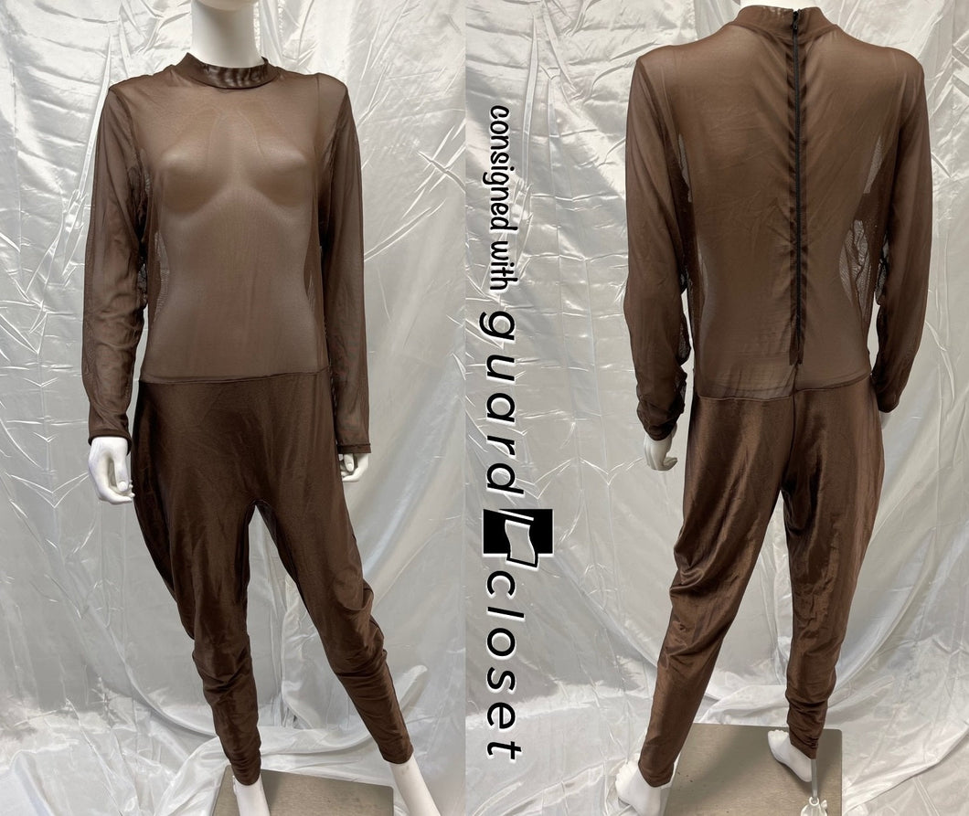 14 brown long sleeve mock neck unitards