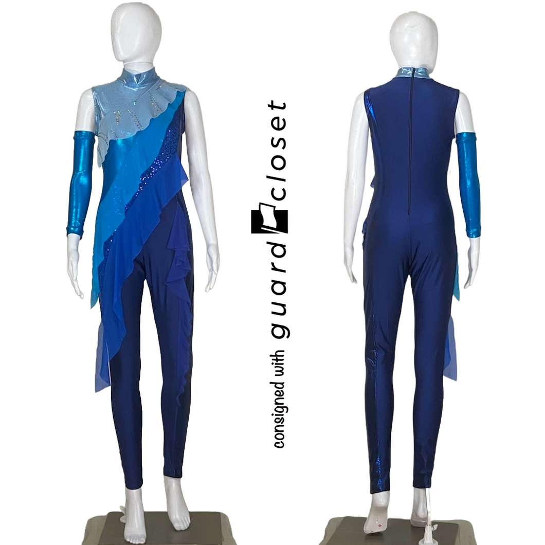 10 Blue Shades Sleeveless Water Unitard + 10 Sleeves by Creative Costuming & Designs