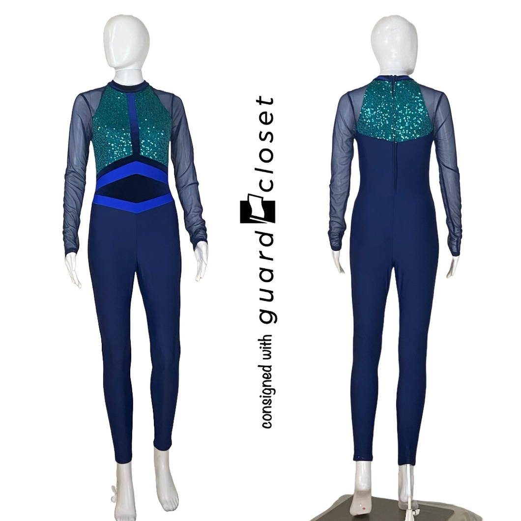 13 Navy Blue & Green Long Sleeve Unitards by Band Shoppe