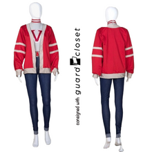 Load image into Gallery viewer, 12 blue red varsity letterman unitards &amp; jackets by A Wish Come True
