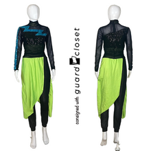 Load image into Gallery viewer, 24 black lime green teal electricity unitard by A Wish Come True
