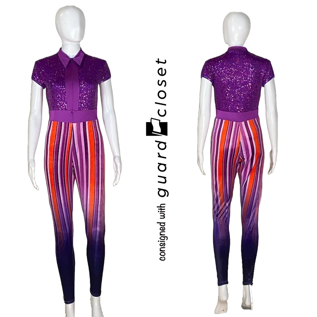 14 purple unitards w/ orange accents by Showday Designs