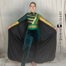 Load image into Gallery viewer, 10 Long Sleeve Dark Green Gold Unitards by A Wish Come True
