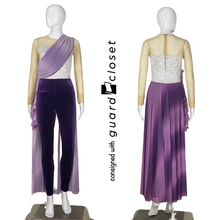 Load image into Gallery viewer, 5 Purple White Silver Long Sleeve Skirted Unitards + 1 Male Top by Band Shoppe
