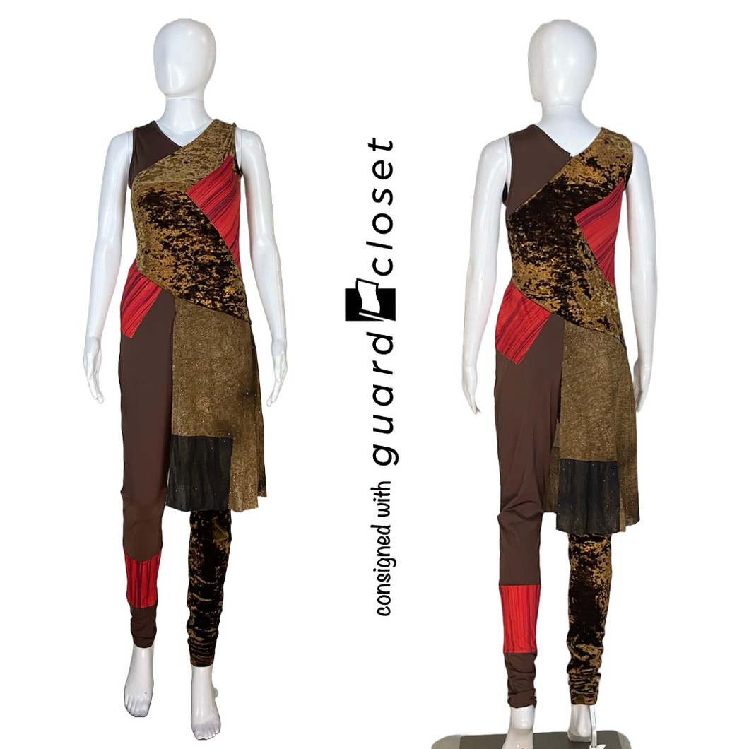 20 Brown Red Black Sleeveless Unitard  by Dance Sophisticates