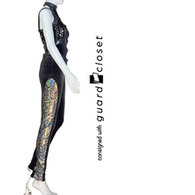 Load image into Gallery viewer, 18 Black Silver One Sleeve Unitard by Algy
