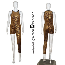 Load image into Gallery viewer, 21 Bronze Patterned Sleeveless Single Leg Unitards with 16 Capes &amp; 22 leg sleeves by Dance Sophisticates
