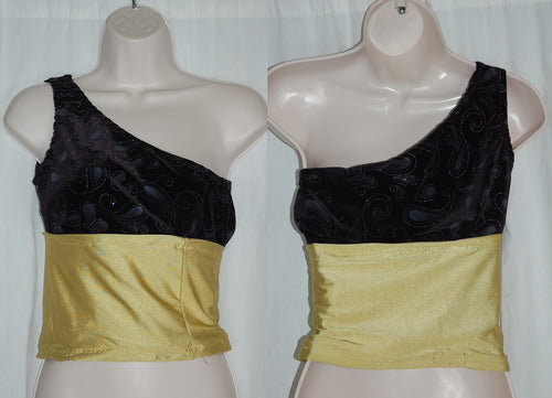 30 black/gold one shoulder tops guardcloset