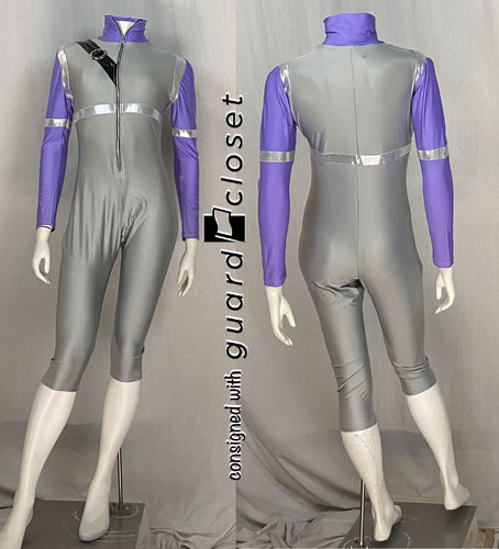 11 Lavender/gray Capri Length Zip Up Unitards Dance Sophisticates