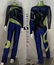 Load image into Gallery viewer, 26 royal blue/lime unitards + 1 royal blue/lime bib unitard/top Creative Costuming &amp; Designs
