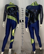 Load image into Gallery viewer, 26 royal blue/lime unitards + 1 royal blue/lime bib unitard/top Creative Costuming &amp; Designs
