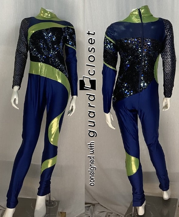 26 royal blue/lime unitards + 1 royal blue/lime bib unitard/top Creative Costuming & Designs