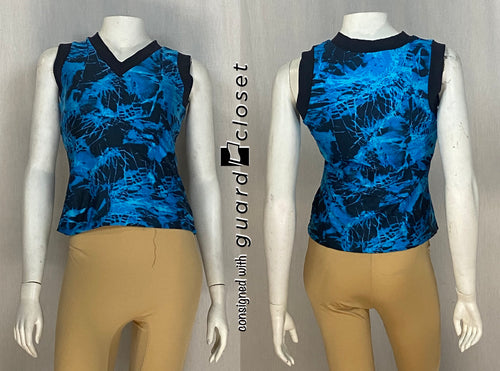 25 blue/black tie dye water sleeveless v-neck tops Team Go Figure!